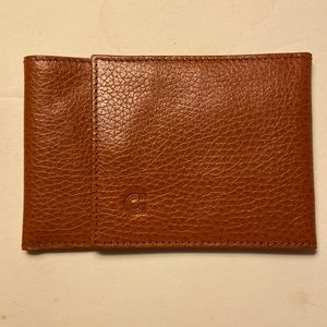 Vintage Cinnamon Brown Texture Leather Men’s Pocket Wallet Logo Mark Prym Echt
